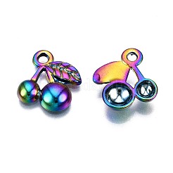 合金チャーム  カドミウムフリー＆ニッケルフリー＆鉛フリー  チェリー  虹色  14.5x13x3mm  穴：2mm&nbsp;PALLOY-N163-009-NR