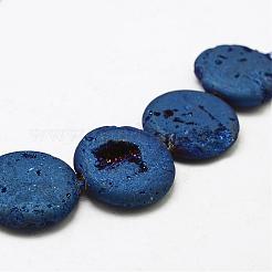 電気メッキされた天然ドルジージオードクリスタルビーズ連売り  フラットラウンド  染め  30x7~8mm  穴：2mm  約7個/連  8.26インチ（21cm）&nbsp;G-N0251-30mm-04