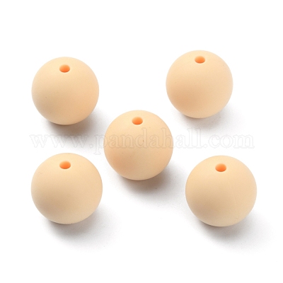 シリコンビーズ  ラウンド  桃パフ  14.5~15mm  穴：2.2mm&nbsp;SIL-WH0012-001J-1