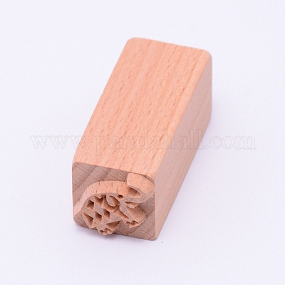 木の切手  長方形  象模様  50x20x20mm&nbsp;DIY-WH0189-61H-1