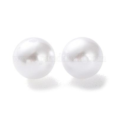 プラスチックパール調ビーズ  ラウンド  ホワイト  10x9.5mm  穴：1.6mm&nbsp;FIND-M059-01D-03-1