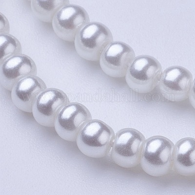 ガラスパールビーズ連売り  パールカラーの  ラウンド  ホワイト  3~4mm  穴：1mm  約190~200200個/連  25.59インチ（65cm）&nbsp;HY-3D-B01-1