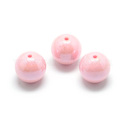 パール調アクリルビーズ  ラウンド  ピンク  12mm  穴：2mm  約530個/500g&nbsp;MACR-S826-12mm-C-1