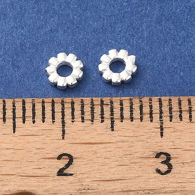 真鍮ビーズ  カドミウムフリー＆鉛フリー  花  銀  4x1mm  穴：1.6mm&nbsp;FIND-Z039-14S-1