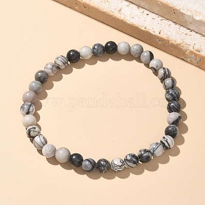 Natural Netstone Bead Stretch Bracelets&nbsp;BJEW-K212-A-021-1