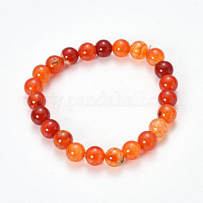 Natural Dragon Veins Agate Beaded Stretch Bracelets&nbsp;BJEW-Q692-02I-1