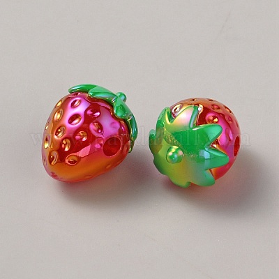アクリルビーズ  苺  レッド  22.5x17x17mm  穴：3.7mm&nbsp;DIY-WH0430-745-1