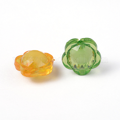透明なアクリルビーズ  二層ビーズ  多面カット  花  ミックスカラー  12x13x8mm  穴：2mm  約1000個/500g&nbsp;TACR-S104-M-1