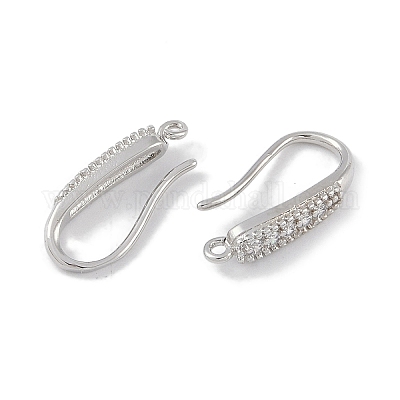 Brass Micro Pave Clear Cubic Zirconia Earring Hooks&nbsp;KK-U008-06P-1