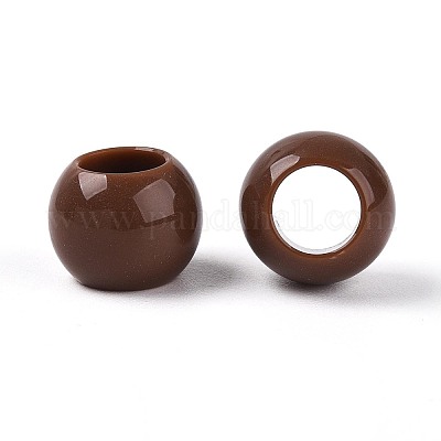 不透明なアクリルビーズ  ラウンド  ココナッツブラウン  12x9.8mm  穴：6.5mm  約850個/500g&nbsp;SACR-N018-05L-1