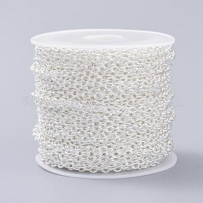 アイアン製アズキチェーン  溶接されていない  オーバル  無鉛の  銀  3x2x0.5mm&nbsp;X-CH-S079-S-LF-1