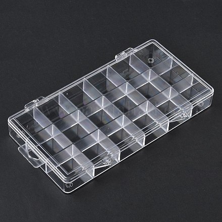 18グリッドプラスチックビーズ収納ボックス  長方形  透明  21.8x11.8x2.5cm&nbsp;CON-D015-01-1