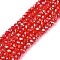 Electroplate Glass Beads Strands, Opaque Solid Color, AB Color Plated, Faceted, Rondelle, Red, 2.9~3.3x2mm, Hole: 0.8mm, about 135~140pcs/strand, 32~34cm