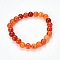 Natural Dragon Veins Agate Beaded Stretch Bracelets, Dyed, Round, Coral, 2-1/8 inch(55mm)