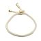 Cotton Cord Bracelets, with Brass Finding, Golden, Floral White, 8-1/2 inch(21.5cm)~9 inch(23cm)