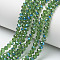 Electroplate Glass Beads Strands, Half Plated, Blue Plated, Faceted, Rondelle, Green, 4x3.5mm, Hole: 0.4mm, about 100~110pcs/strand, 14.5~15.7 inch(37~40cm)