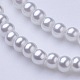 ガラスパールビーズ連売り  パールカラーの  ラウンド  ホワイト  3~4mm  穴：1mm  約190~200200個/連  25.59インチ（65cm）&nbsp;HY-3D-B01-2
