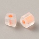 透明ガラスシードビーズ  長方形  サンゴ  3x2.5x2.5mm  穴：0.9mm  300個/袋&nbsp;GLAA-WH0037-01B-2