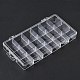 18グリッドプラスチックビーズ収納ボックス  長方形  透明  21.8x11.8x2.5cm&nbsp;CON-D015-01-1