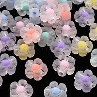 透明なアクリルビーズ  艶消し  二層ビーズ  花  ミックスカラー  12x12.5x6mm  穴：2.5mm  約893個/500g&nbsp;TACR-S152-06C
