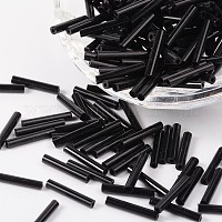 ガラス竹ビーズ  ブラック  約2.5 mm幅  長さ12~15mm  穴：0.5mm  約3500PCS / [1]ポンド&nbsp;GT004