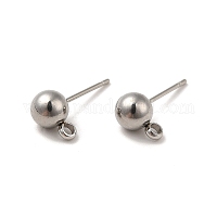 変色しない304ステンレススチールスタッドピアス金具  カン付き  ステンレス鋼色  17x9x6mm  穴：1.8mm  ピン：0.8mm&nbsp;STAS-E026-1