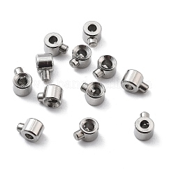 304ステンレススチールクリンプビーズ  緩いスペーサービーズ  ロンデル  ステンレス鋼色  3.5~4.2x3x2.5mm  穴：0.7mm