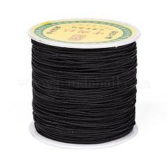 Nylon Braided Cord, Chinese Knotting Cord for Beading Jewelry Making Macrame Craft, Black, 1mm, about 98.42 yards(90m)/roll
