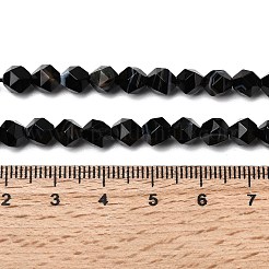 天然の黒縞瑪瑙/縞瑪瑙ビーズ連売り  スターカットラウンドビーズ  多面カット  染め＆加熱  5~6x5~6x5~6mm  穴：1~1.2mm  約64~68個/連  14.80''~15.04''（37.6~38.2センチメートル）&nbsp;G-Z119-A03-01