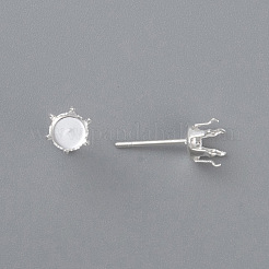 304ステンレススチールスタッドピアス金具  熊手のセッティング  銀  16x7mm  ピン：0.8mm&nbsp;STAS-D448-087S-7mm