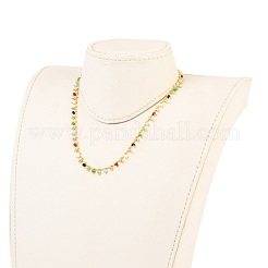 Brass Handmade Colorful Glass Beaded Necklaces&nbsp;NJEW-JN03134