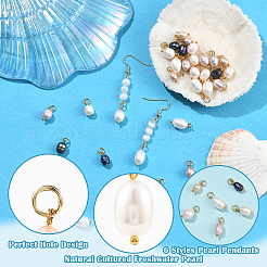 36Pcs 6 Style Natural Cultured Freshwater Pearl Pendants&nbsp;PALLOY-SW00044