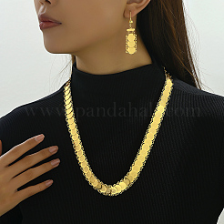 女性のためのファッショナブルな真鍮コインネックレス＆イヤリングセット  18KGP本金メッキ  ネックレス：24.80インチ（63cm）  イヤリング：2.24x0.67インチ（5.7x1.7cm）&nbsp;SO1186