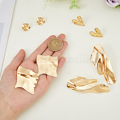 4ペア4スタイルの合金スタッドピアス  ハート＆ツイスト＆フラットラウンド＆ひし形  ゴールドカラー  15~75mm  1ペア/スタイル&nbsp;EJEW-FI0001-61