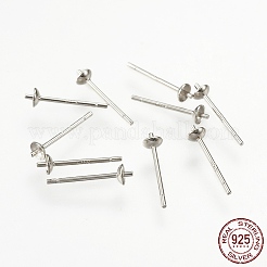 ロジウムメッキ 925 スターリングシルバー スタッド イヤリングのパーツ  ピアスポスト  プラチナ  13x0.9~3mm&nbsp;STER-K037-007A