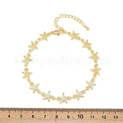 Brass Micro Pave Clear Cubic Zirconia Link Chain Bracelets for Women&nbsp;BJEW-A090-11E-G