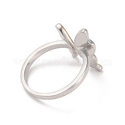 Two Tone Brass Butterfly Open Cuff Ring&nbsp;RJEW-B050-03