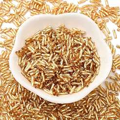 ガラスツイストビューグルビーズ  銀並ぶ  ゴールデンロッド  6.5x2mm  穴：0.8mm  約15000個/ポンド&nbsp;SEED-C004-07B