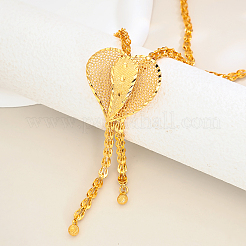 女性用ファッション真鍮ハートタッセルラリアットネックレス  18KGP本金メッキ  24.02インチ（61cm）&nbsp;YD9699