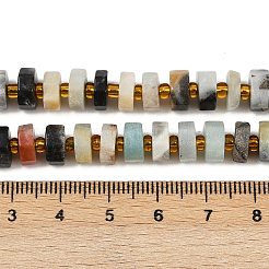 天然フラワーアマゾナイトビーズ連売り  多面カット  ディスク  ヒシビーズ  シードビーズで  8x2.5~4.5mm  穴：1mm  約74~75個/連  15.47~15.55''（39.3~39.5センチメートル）&nbsp;G-F796-A03-01