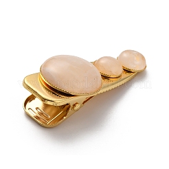天然水晶アリゲーターヘアクリップ  鉄のパーツと  カドミウムフリー＆鉛フリー  26~27x59~61x14~16mm&nbsp;G-B042-03G-06