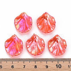 透明なアクリルパーツ  ABカラーメッキ  葉  レッド  19.5x17x4.5mm  穴：1.4mm  約1720個/500g&nbsp;MACR-S373-73-C01