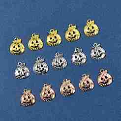 15 個 3 色チベットスタイルハロウィンカボチャジャックオーランタン合金ペンダント  ミックスカラー  18x16x3mm  穴：1.8mm  5個/カラー&nbsp;TIBEP-FS0001-41