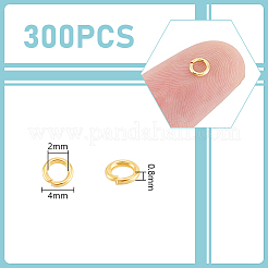 304ステンレススチールオープン丸カン300個  18KGP本金メッキ  4x0.8mm  20ゲージ  内径：2mm  300pc&nbsp;STAS-UN0061-02G-01