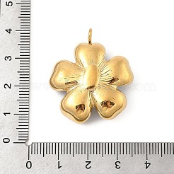 304ステンレススチールエナメルペンダント  腹筋イミテーションパールビーズ付き  花のチャーム  18KGP本金メッキ  PVD真空メッキ  ピンク  32.5x29.5x10mm  穴：3mm&nbsp;STAS-P380-79G-04