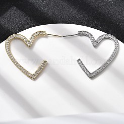 ハート真鍮マイクロキュービックジルコニアスタッドピアスを切り開きます  ラックめっき  長持ちメッキ  カドミウムフリー＆鉛フリー  プラチナと本物の18k金メッキ  透明  35x30x2mm&nbsp;EJEW-F395-01A