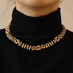 Alloy Crystal Rhinestone with Enamel Zebra Rectangle Link Chain Necklaces for Women&nbsp;FS-WG7F485-01