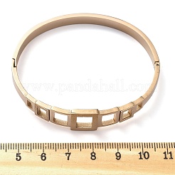 イオンプレーティング（IP）304ステンレススチール製ヒンジ付き女性用バングル  艶消し  ローズゴールド  内径：2x2-3/8インチ（5x6cm）&nbsp;BJEW-A011-17RG
