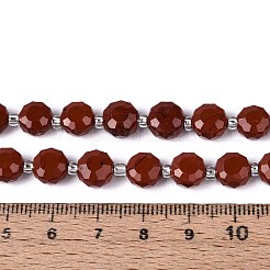 天然石レッドジャスパービーズ連売り  フラットラウンド  ファセットコインビーズ  シードビーズで  8~9x8~9x5~6mm  穴：1~1.2mm  約19~20個/連  7.48~7.68''（19~19.5センチメートル）&nbsp;G-B153-B21