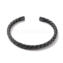 316 Surgical Stainless Steel Braided Open Cuff Bangles for Women&nbsp;BJEW-P319-02AS